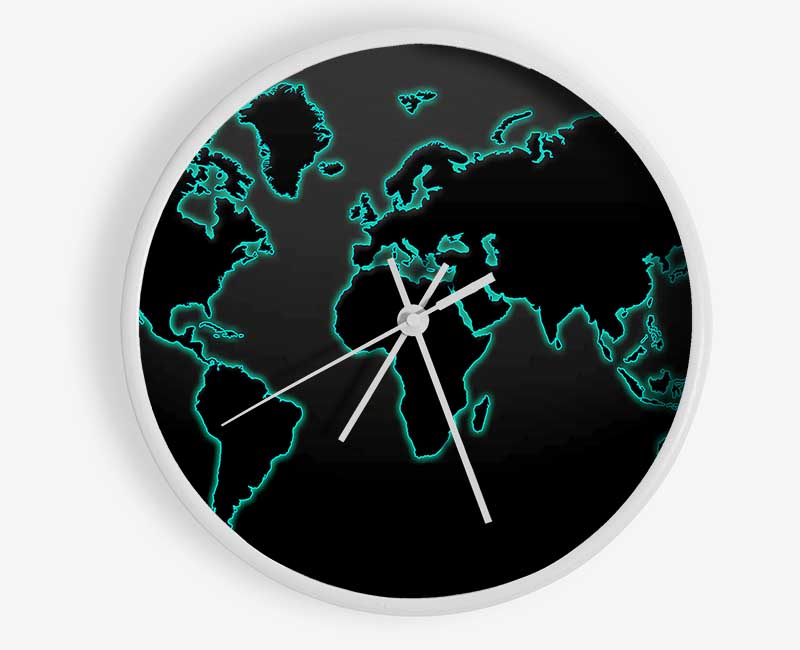 Black World Map Clock - Wallart-Direct UK