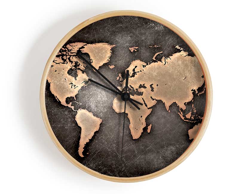 Grunge World Map Clock - Wallart-Direct UK