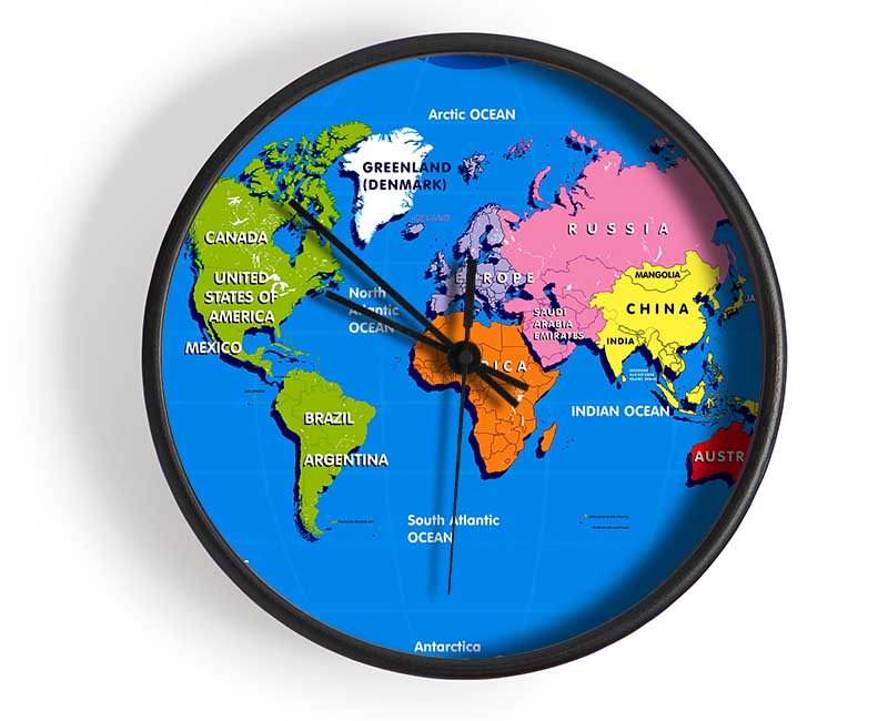 World Map For Kids Clock - Wallart-Direct UK