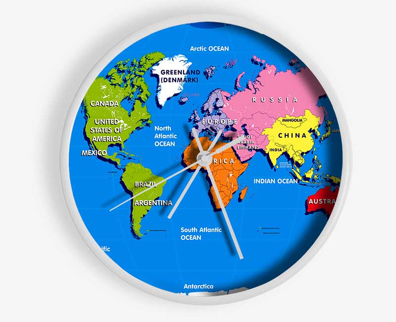 World Map For Kids Clock - Wallart-Direct UK