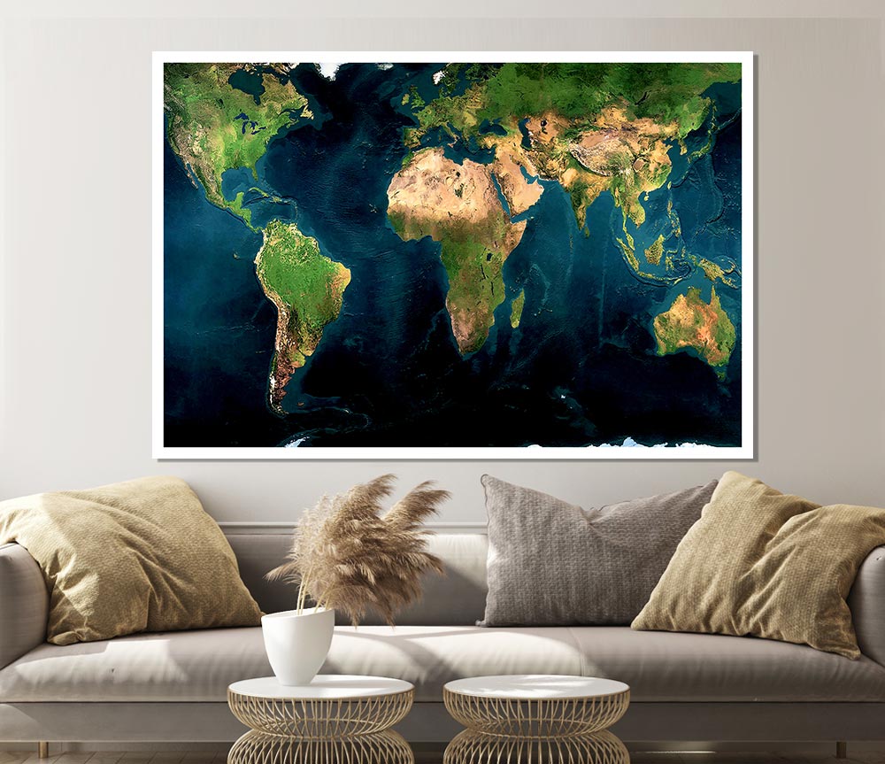 Great Map Of The World Print Poster Wall Art