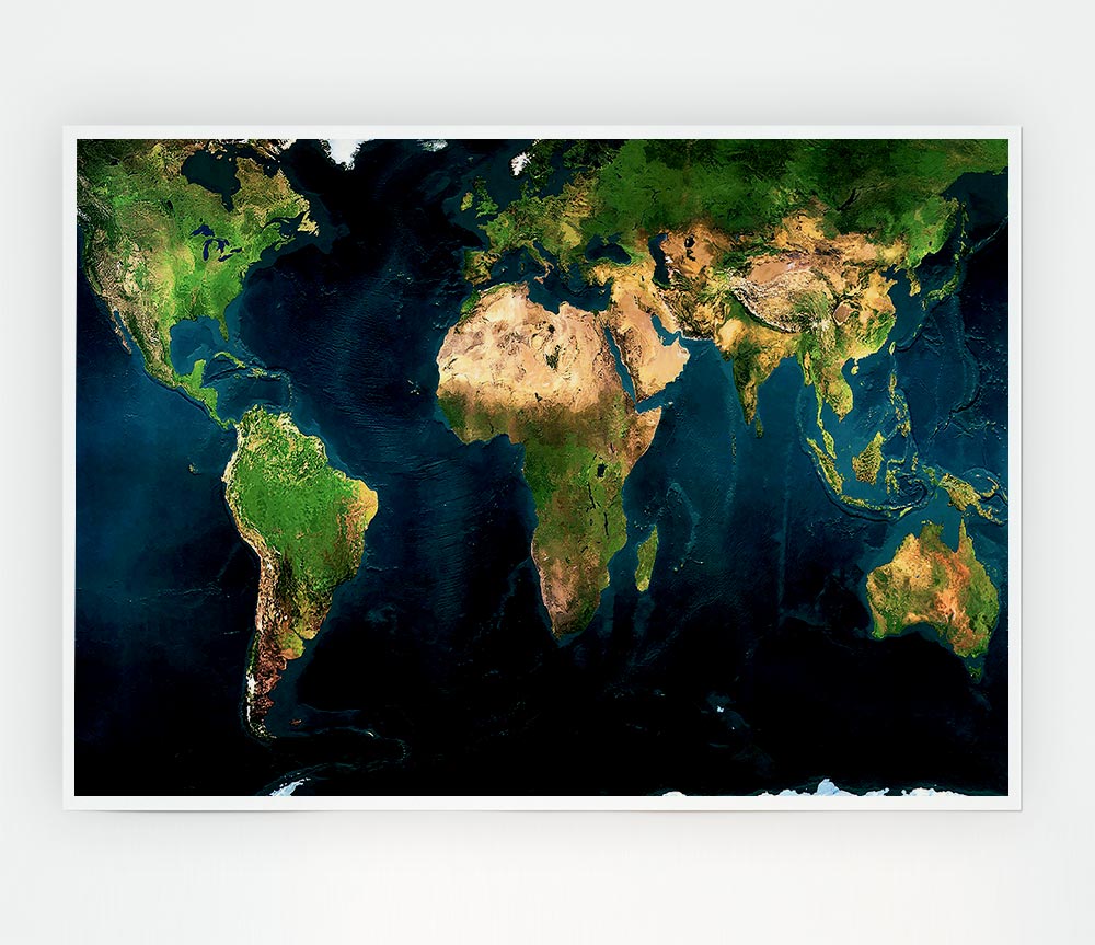 Great Map Of The World Print Poster Wall Art