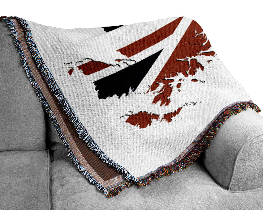 Map Of Britain Flag Woven Blanket