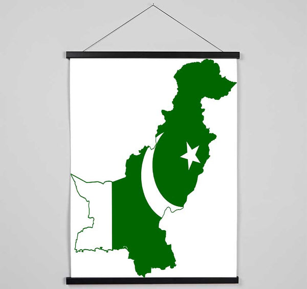 Map Of Pakistan Flag Hanging Poster - Wallart-Direct UK