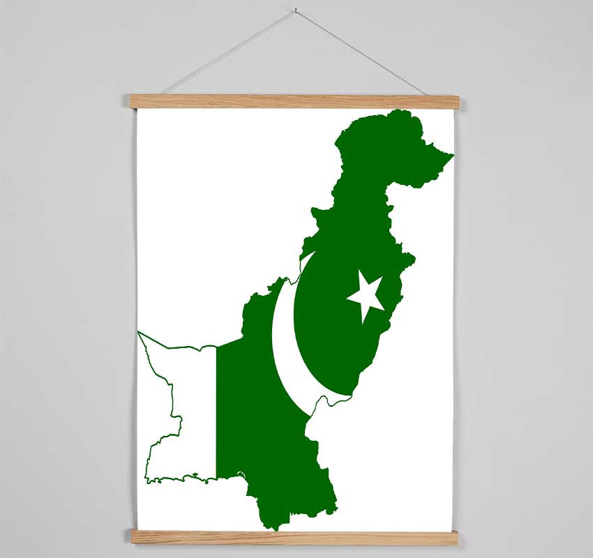 Map Of Pakistan Flag Hanging Poster - Wallart-Direct UK