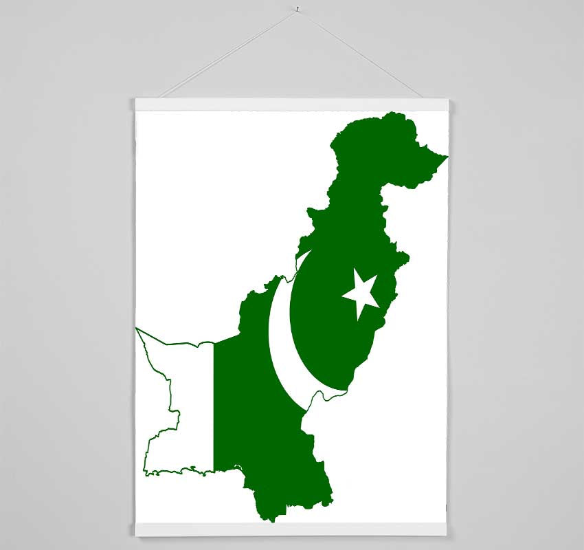 Map Of Pakistan Flag Hanging Poster - Wallart-Direct UK