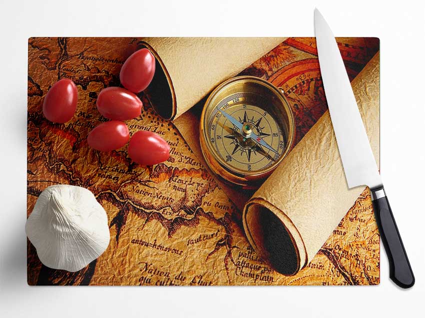 Old World Maps Glass Chopping Board