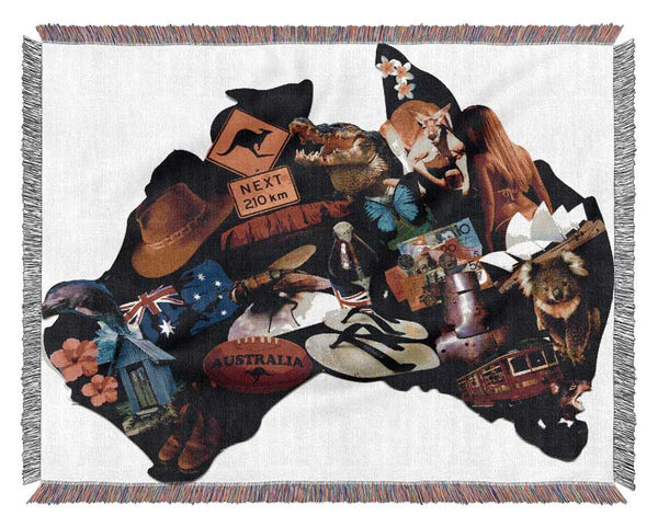 Australia Map Of Images Woven Blanket