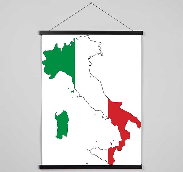 Italy Flag Map Hanging Poster - Wallart-Direct UK