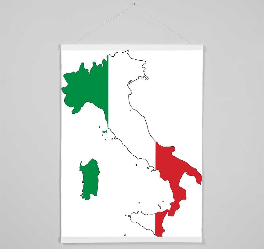 Italy Flag Map Hanging Poster - Wallart-Direct UK