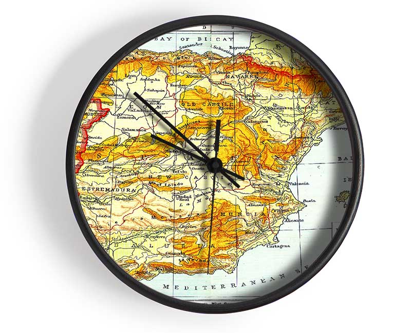 Map Of Spain Clock - Wallart-Direct UK