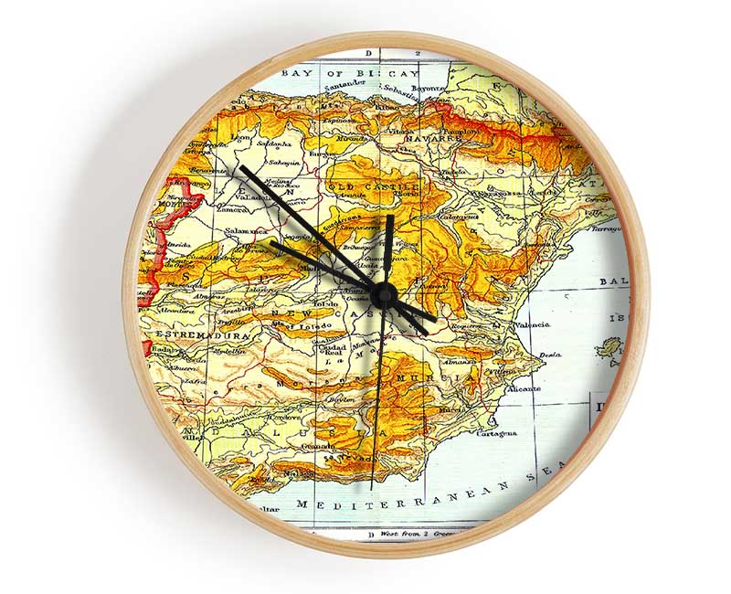 Map Of Spain Clock - Wallart-Direct UK