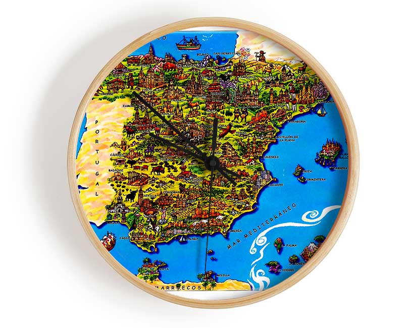 Spanish Map Clock - Wallart-Direct UK