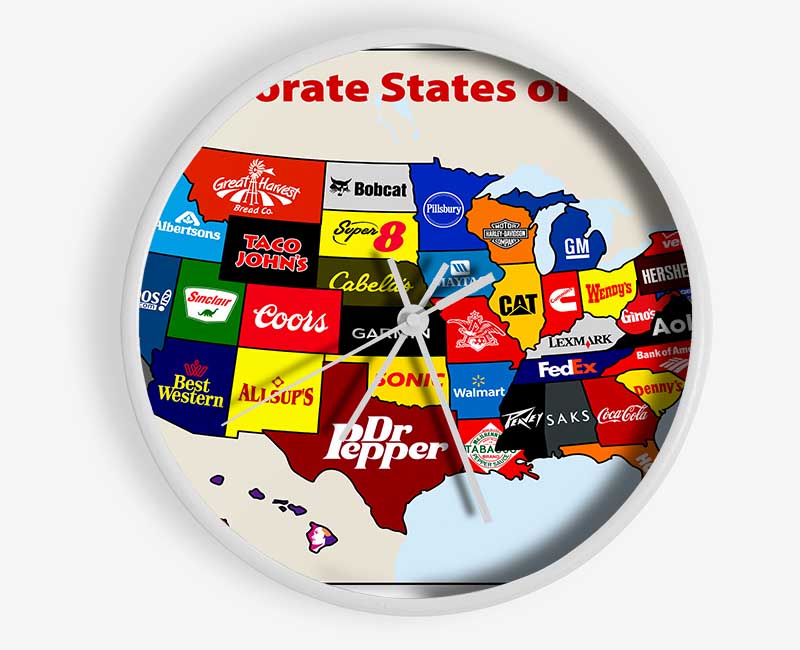 United Corporations Of America Map Clock - Wallart-Direct UK