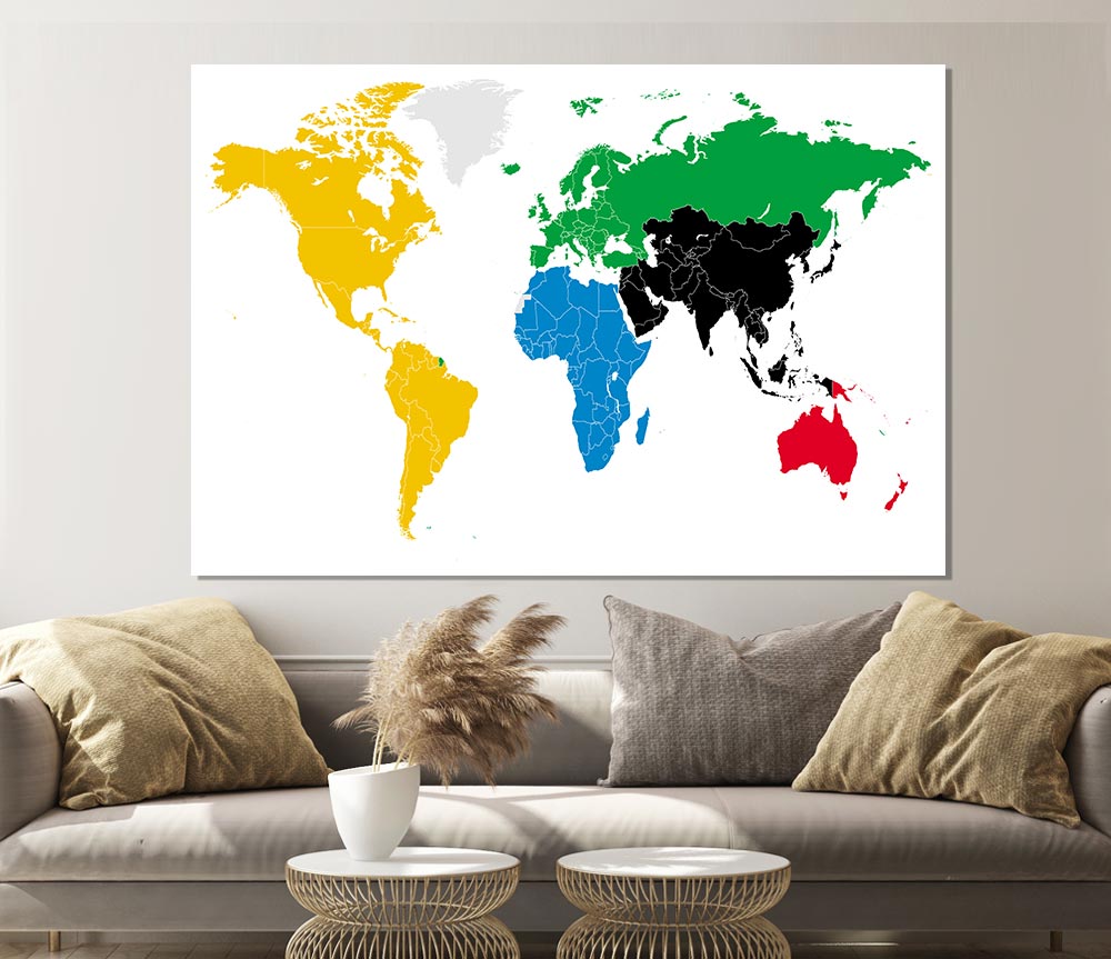 Colours Of The World Map Print Poster Wall Art