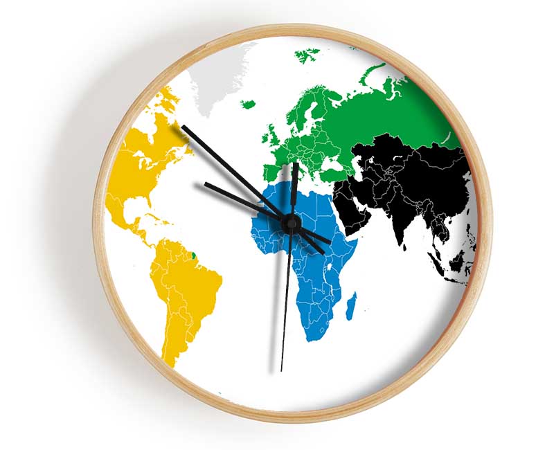 Colours Of The World Map Clock - Wallart-Direct UK