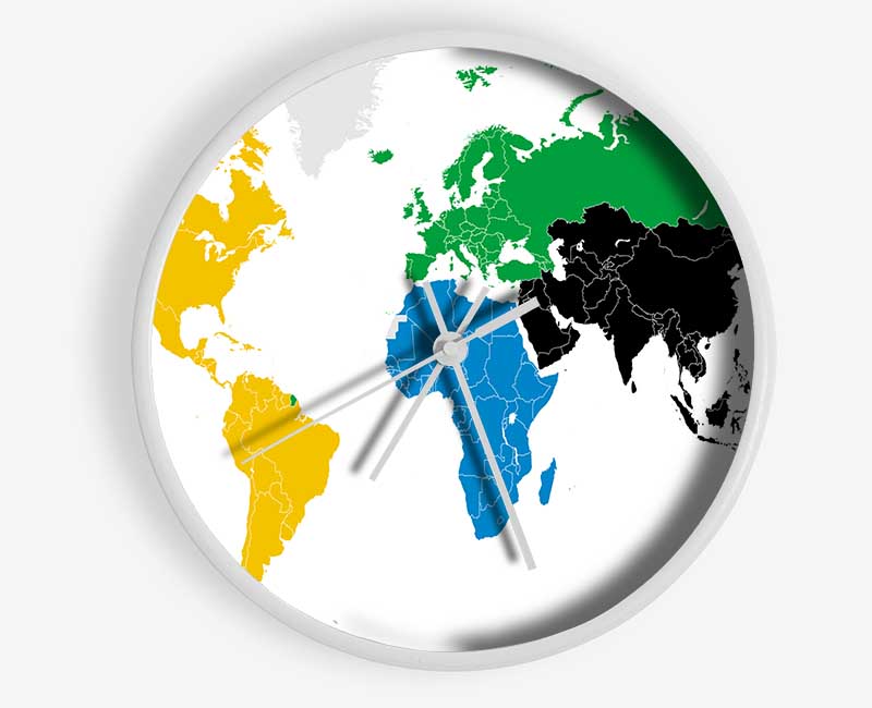 Colours Of The World Map Clock - Wallart-Direct UK