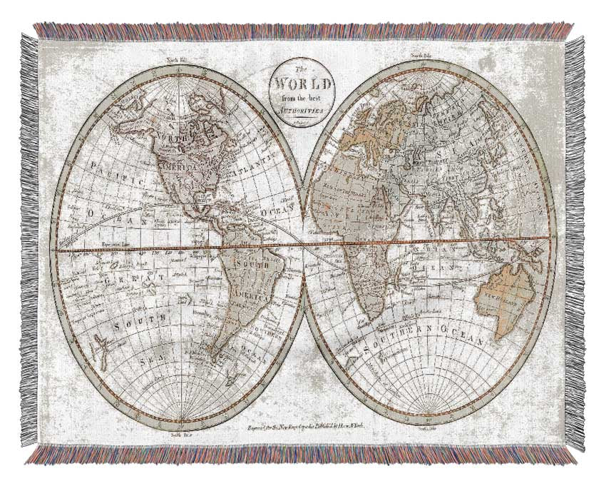 Map Of The World Pre American Map Woven Blanket