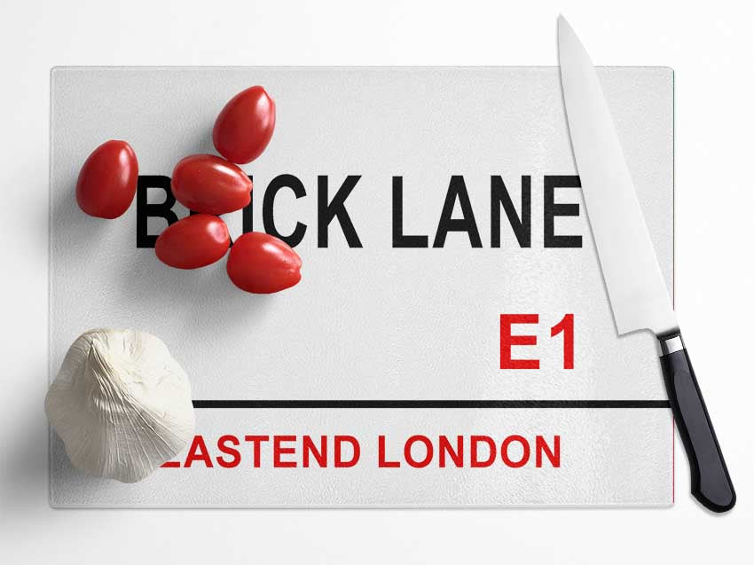 Brick Lane Signs Glass Chopping Board