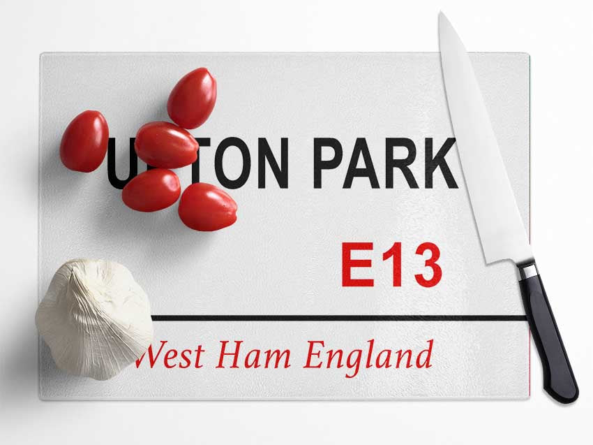 Upton Park Signs Glass Chopping Board