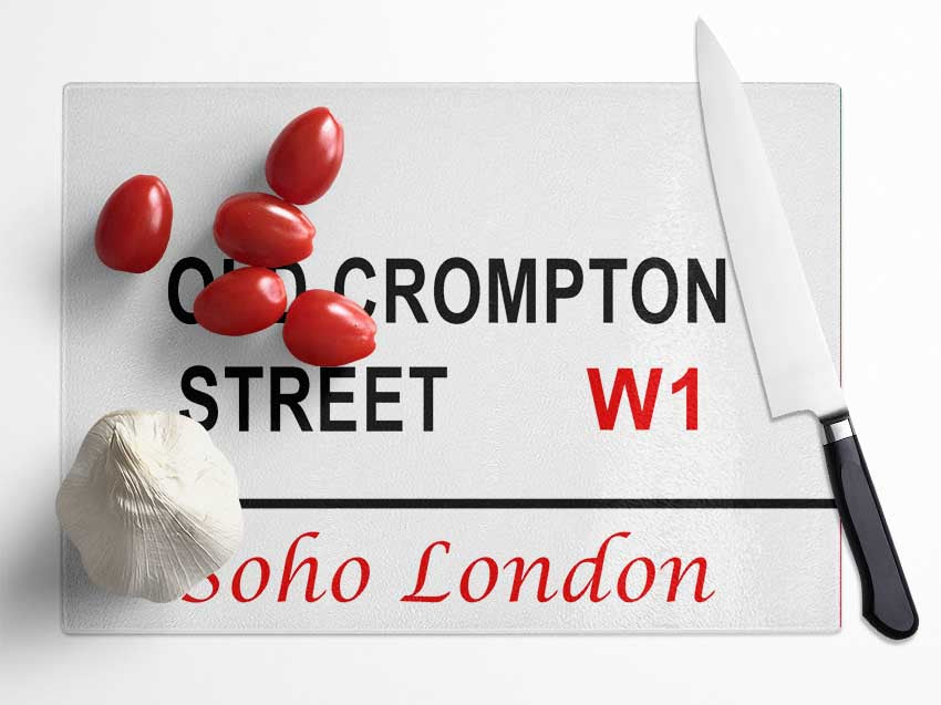 Old Crompton Street Signs Glass Chopping Board