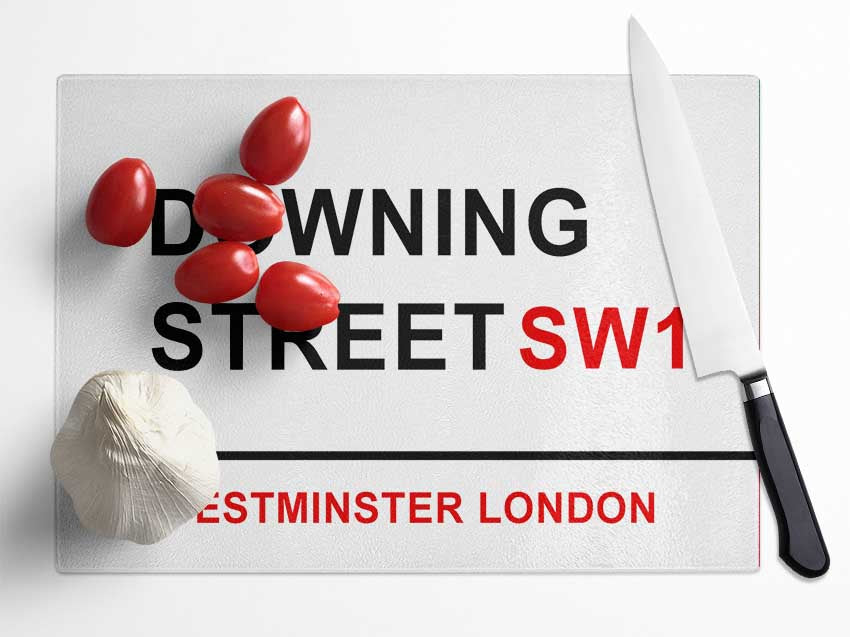 Downing Street Signs Glass Chopping Board