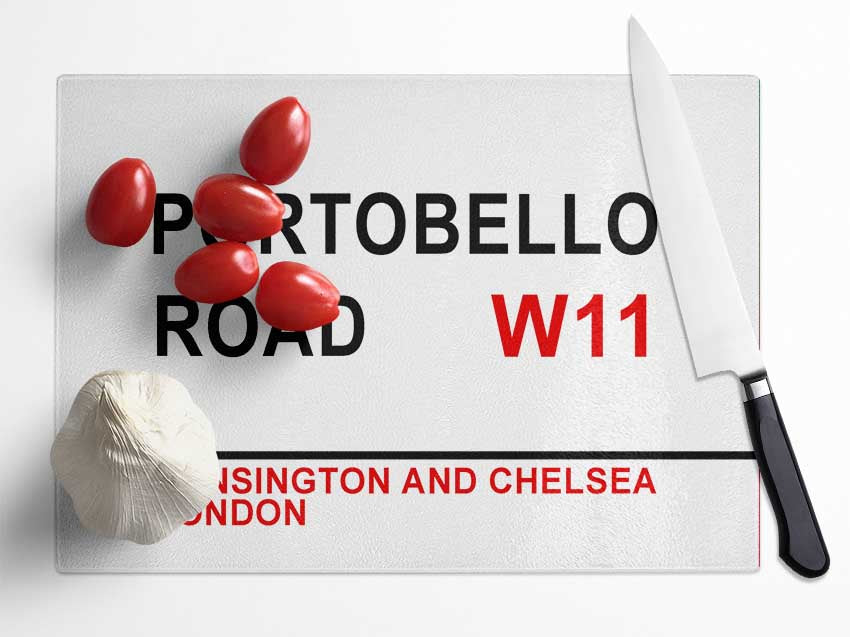 Portobello Road Signs Glass Chopping Board