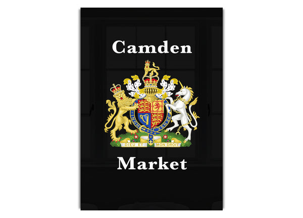 Schilder mit dem Camden Market-Emblem