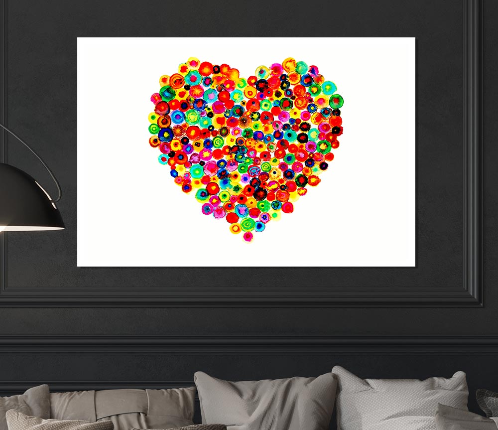 Colourful Heart Print Poster Wall Art