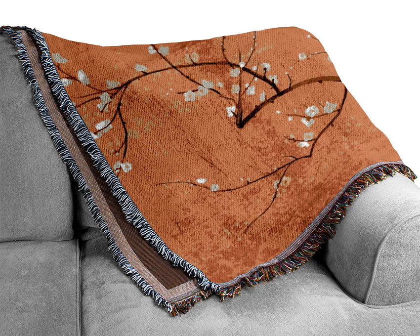 Japanese Flowers Woven Blanket