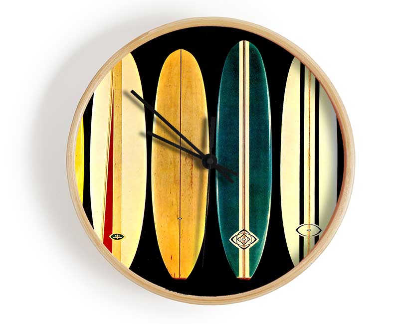 Surfboards At The Ready Clock - Wallart-Direct UK