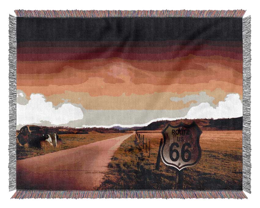 Drive Route 66 Woven Blanket