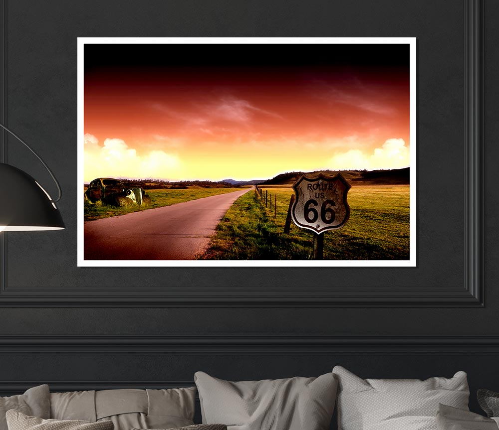 Drive Route 66 Print Poster Wall Art