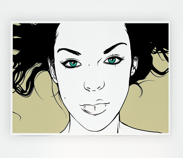 Green Eyed Babe Print Poster Wall Art