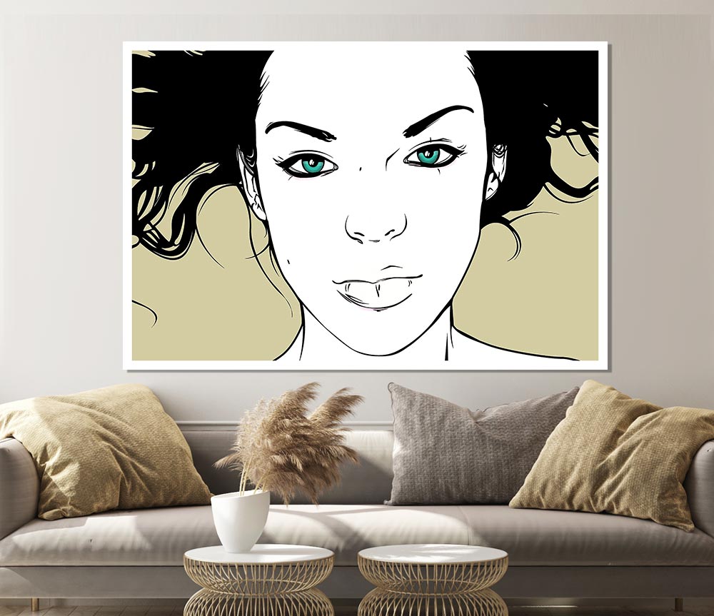 Green Eyed Babe Print Poster Wall Art