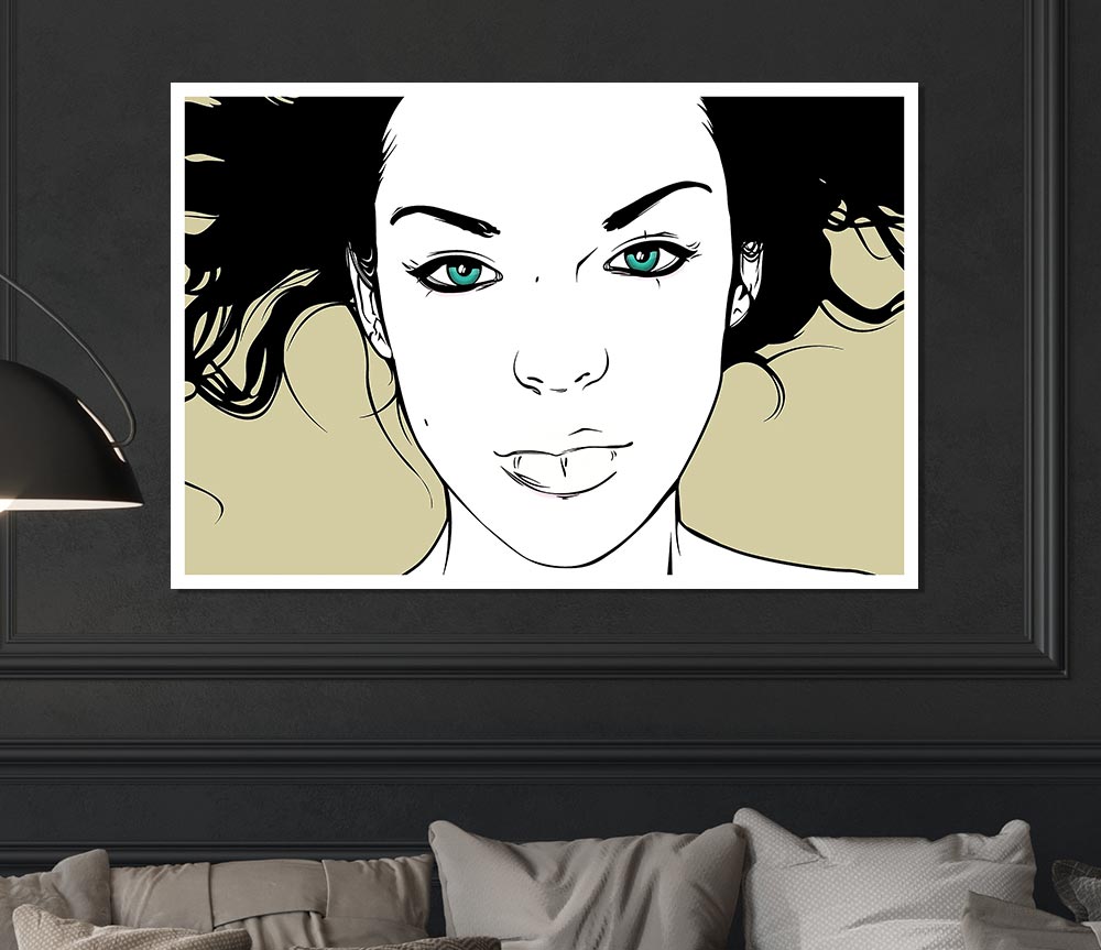 Green Eyed Babe Print Poster Wall Art