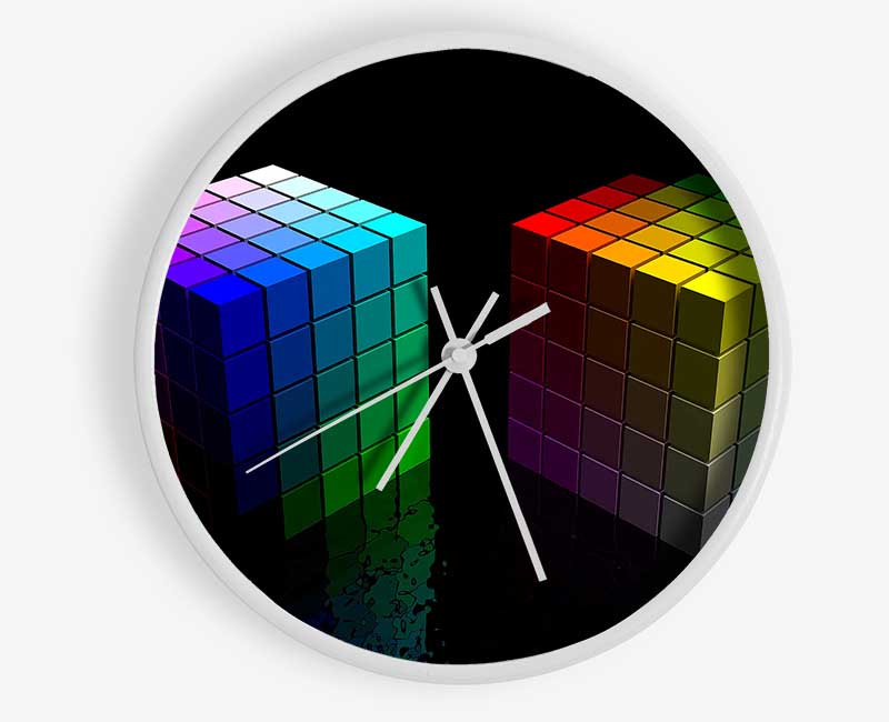 Colourful Cubes Black Clock - Wallart-Direct UK