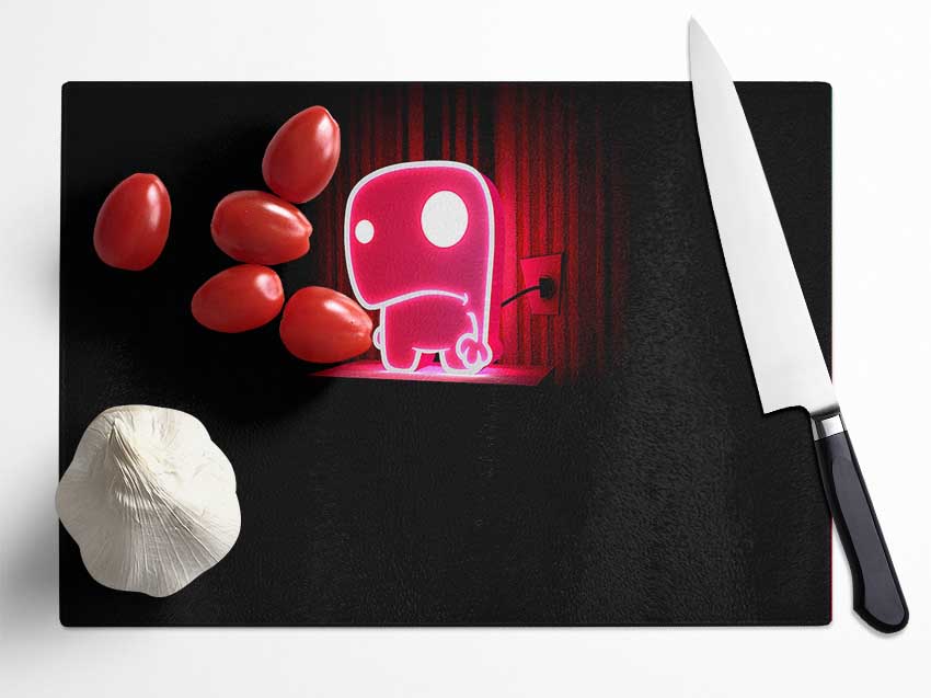 Pink Sad Face Glass Chopping Board