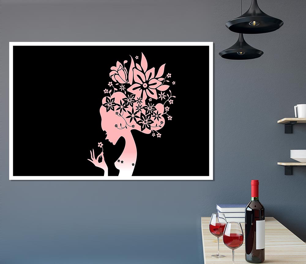 The Flower Girl Black Print Poster Wall Art