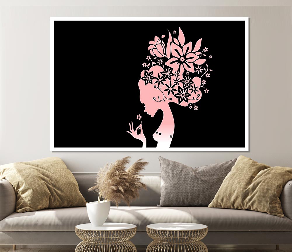 The Flower Girl Black Print Poster Wall Art