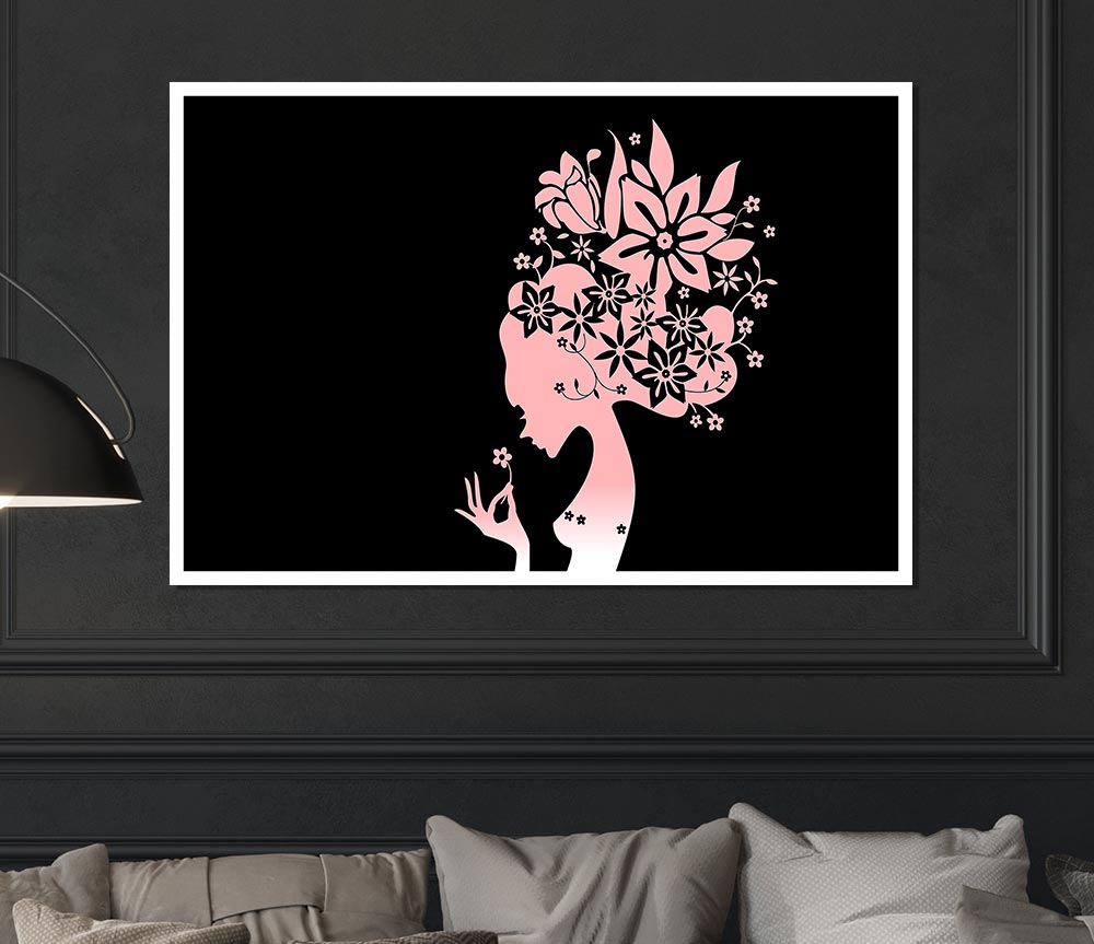 The Flower Girl Black Print Poster Wall Art