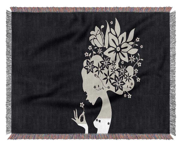 The Flower Girl Black Woven Blanket