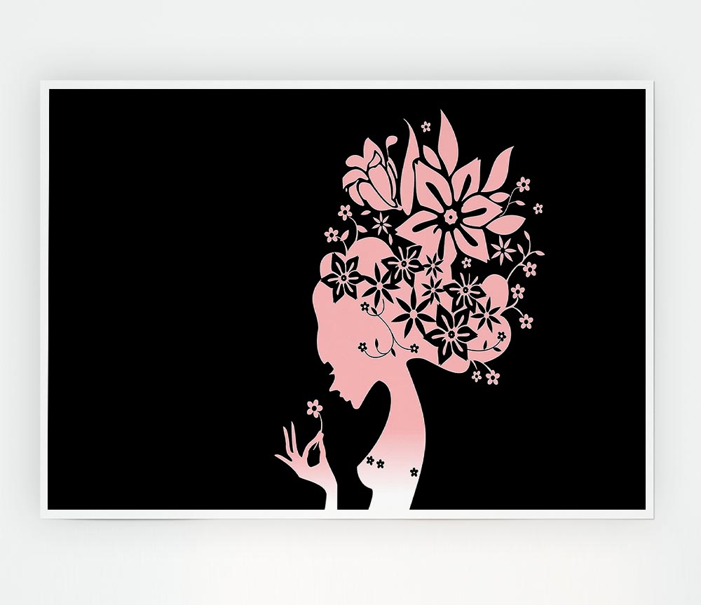 The Flower Girl Black Print Poster Wall Art