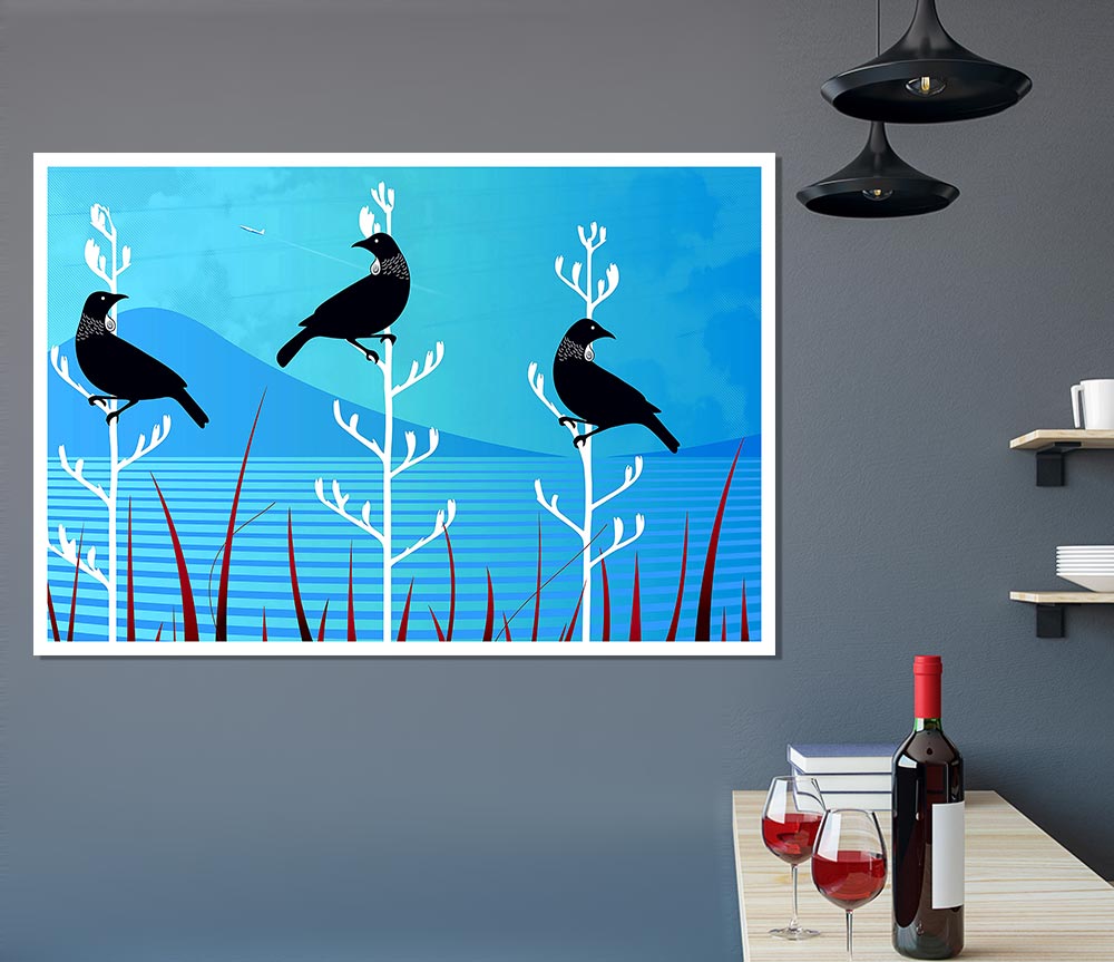 Tui Birds Print Poster Wall Art