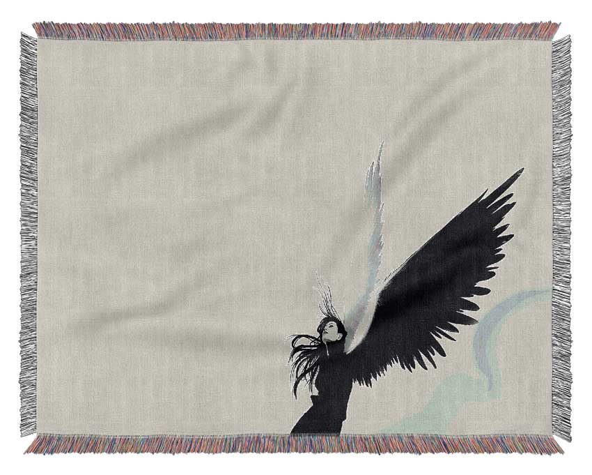 Black And White Angel Woven Blanket