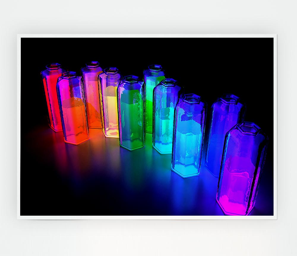 Colorful 3D Bottles Print Poster Wall Art