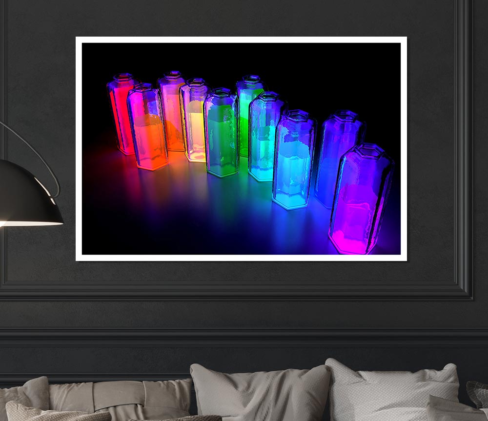 Colorful 3D Bottles Print Poster Wall Art