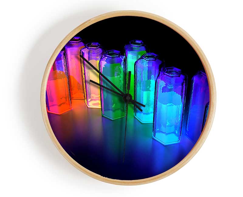 Colorful 3D Bottles Clock - Wallart-Direct UK