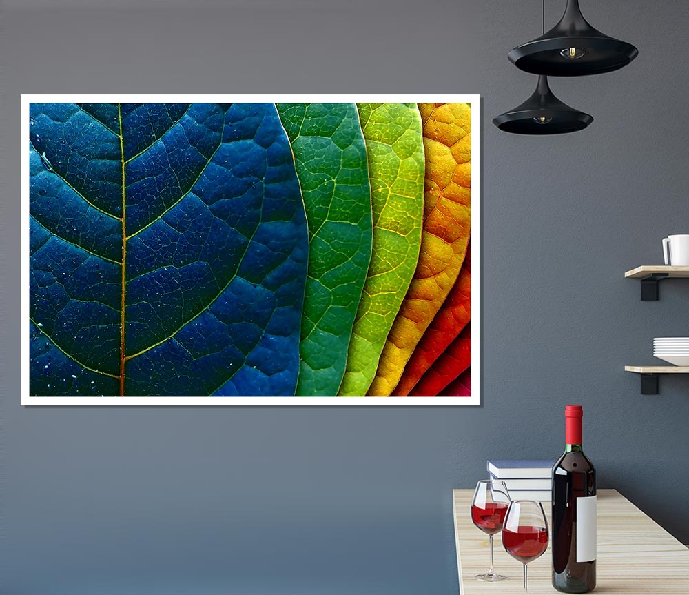 Colourful Leaves Print Poster Wall Art