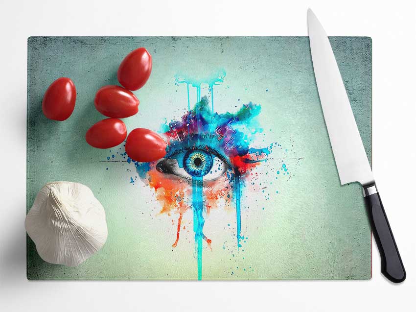 Eye Minimalistic Painting Glass Chopping Board